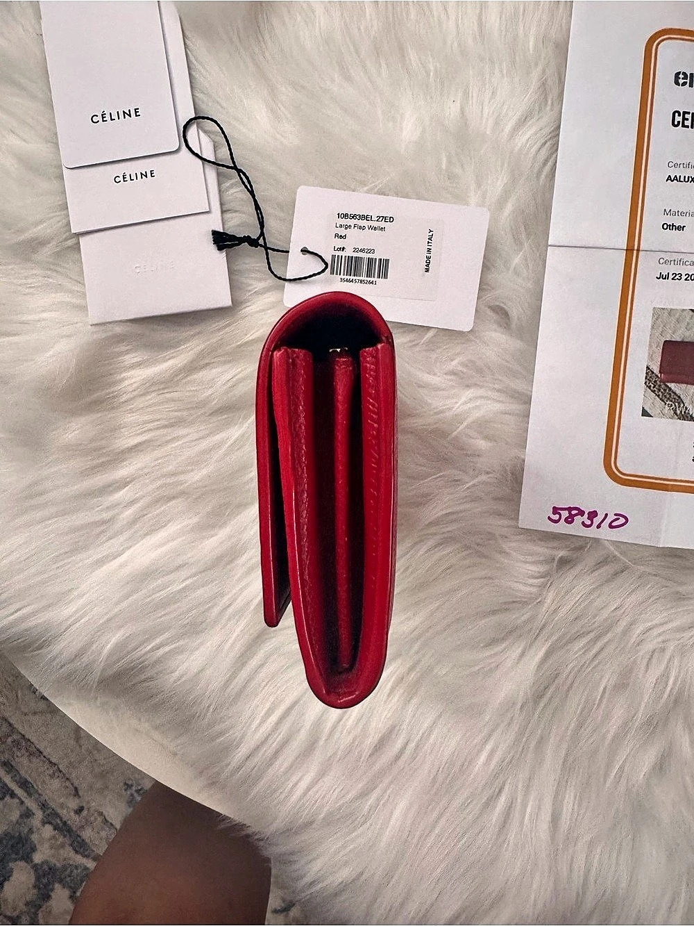 Celine Large Flap Wallet in Red - Picture 7 of 16